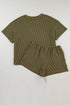 Corded Ribbed Knit Loose Fit Tee And Short Set
