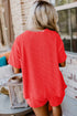 Corded Ribbed Knit Loose Fit Tee And Short Set