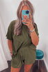 Corded Ribbed Knit Loose Fit Tee And Short Set