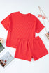 Corded Ribbed Knit Loose Fit Tee And Short Set