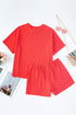 Corded Ribbed Knit Loose Fit Tee And Short Set