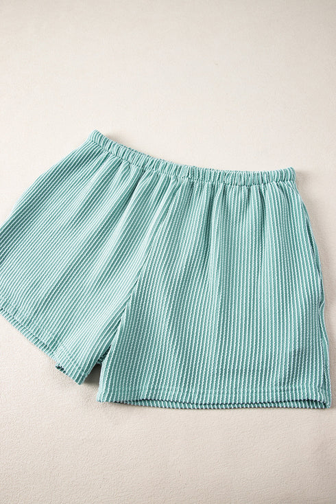 Corded Ribbed Knit Loose Fit Tee And Short Set