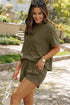 Corded Ribbed Knit Loose Fit Tee And Short Set