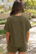 Corded Ribbed Knit Loose Fit Tee And Short Set