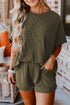 Corded Ribbed Knit Loose Fit Tee And Short Set