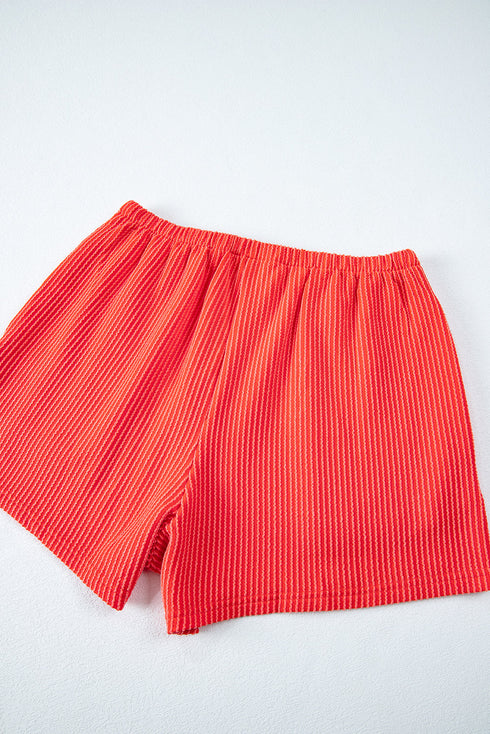 Corded Ribbed Knit Loose Fit Tee And Short Set