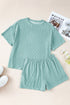 Corded Ribbed Knit Loose Fit Tee And Short Set