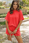 Corded Ribbed Knit Loose Fit Tee And Short Set