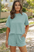 Corded Ribbed Knit Loose Fit Tee And Short Set