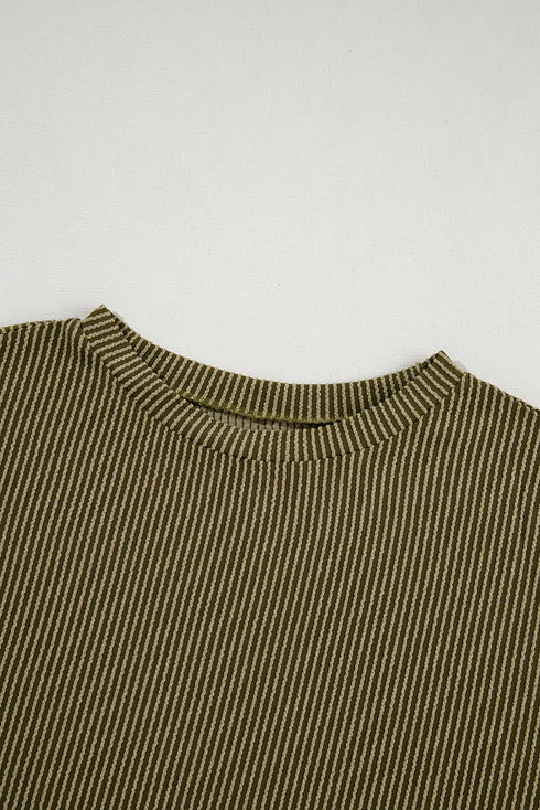 Corded Ribbed Knit Loose Fit Tee And Short Set