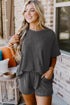 Corded Ribbed Knit Loose Fit Tee And Short Set
