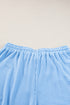 Corded Ribbed Long Sleeve Top And Shorts Loungewear Set
