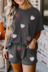 Corded Ribbed Strawberry Patch Sequin Two Piece Graphic Set