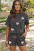 Corded Ribbed Strawberry Patch Sequin Two Piece Graphic Set