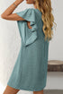 Corded Ruffle Sleeve Crew Neck Shift Mini Dress
