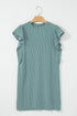 Corded Ruffle Sleeve Crew Neck Shift Mini Dress