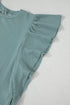 Corded Ruffle Sleeve Crew Neck Shift Mini Dress