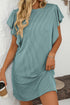Corded Ruffle Sleeve Crew Neck Shift Mini Dress