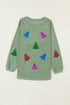 Corded Sequin Christmas Tree Patch Oversized Sweatshirt