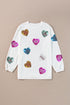 Corded Sequin Heart Patch Oversized Tunic Pullover