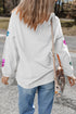 Corded Sequin Heart Patch Oversized Tunic Pullover