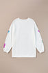 Corded Sequin Heart Patch Oversized Tunic Pullover