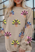 Corded Sequin Turkey Graphic Oversized Long Sleeve Sweatshirt