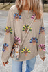 Corded Sequin Turkey Graphic Oversized Long Sleeve Sweatshirt