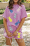 Corded Sequined Bunny Tee And Short Graphic Set