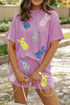 Corded Sequined Bunny Tee And Short Graphic Set
