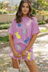 Corded Sequined Bunny Tee And Short Graphic Set