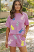 Corded Sequined Bunny Tee And Short Graphic Set