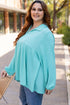 Corded Texture Collared Balloon Sleeve Babydoll Long Sleeve Top