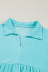 Corded Texture Collared Balloon Sleeve Babydoll Long Sleeve Top