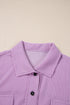Corded Texture Flap Pocket Collared Button Front Short Sleeve Shirt