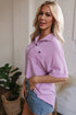 Corded Texture Flap Pocket Collared Button Front Short Sleeve Shirt