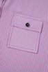 Corded Texture Flap Pocket Collared Button Front Short Sleeve Shirt
