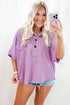 Corded Texture Flap Pocket Collared Button Front Short Sleeve Shirt
