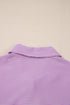 Corded Texture Flap Pocket Collared Button Front Short Sleeve Shirt