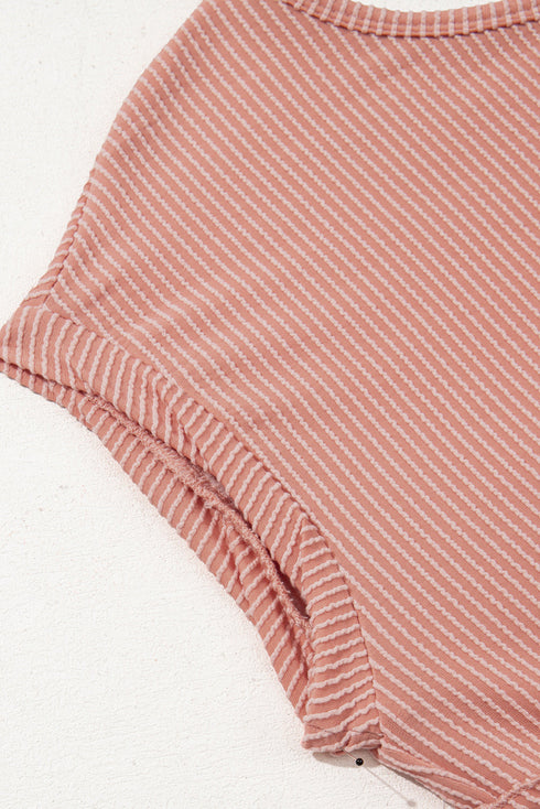 Corded Texture Frill Hem Pocketed Swing Mini Dress