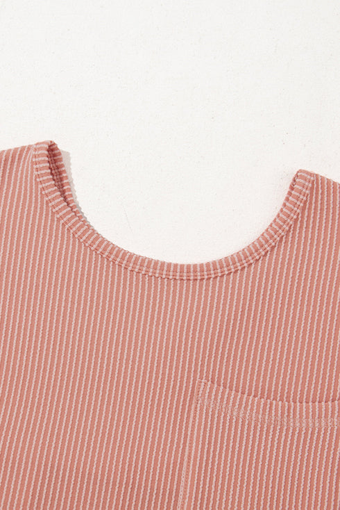 Corded Texture Frill Hem Pocketed Swing Mini Dress