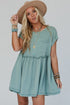 Corded Texture Frill Hem Pocketed Swing Mini Dress