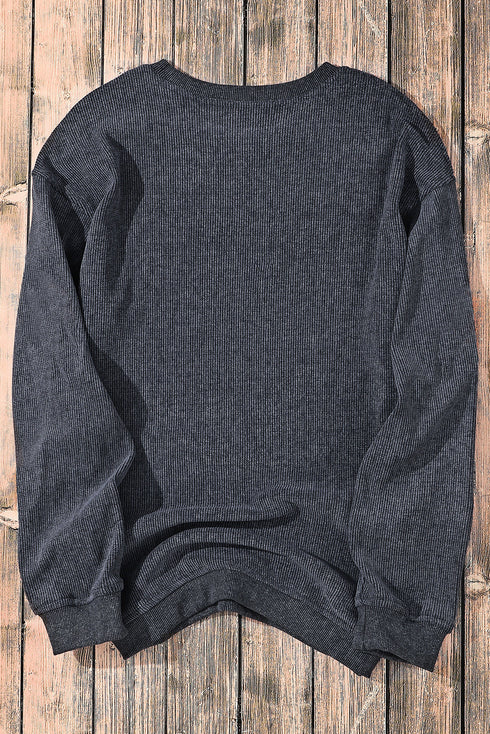 Corded Texture Game Day Graphic Pullover Sweatshirt