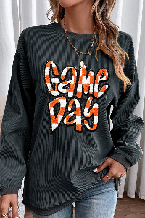 Corded Texture Game Day Graphic Pullover Sweatshirt