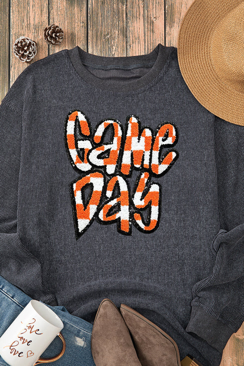 Corded Texture Game Day Graphic Pullover Sweatshirt