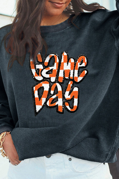 Corded Texture Game Day Graphic Pullover Sweatshirt