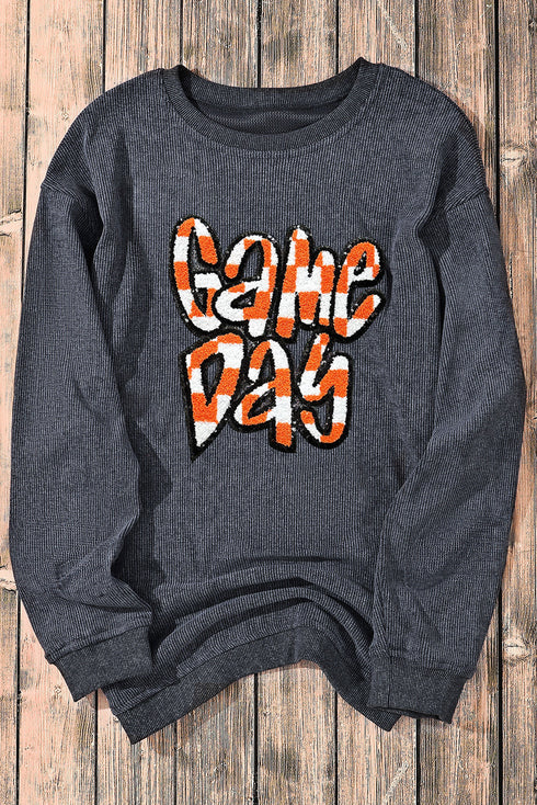 Corded Texture Game Day Graphic Pullover Sweatshirt