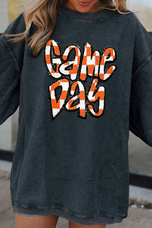 Corded Texture Game Day Graphic Pullover Sweatshirt