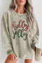 Corded Texture Glitter Script Graphic Pullover Sweatshirt