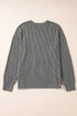 Corded Texture Graphic Letter Print Pullover Top